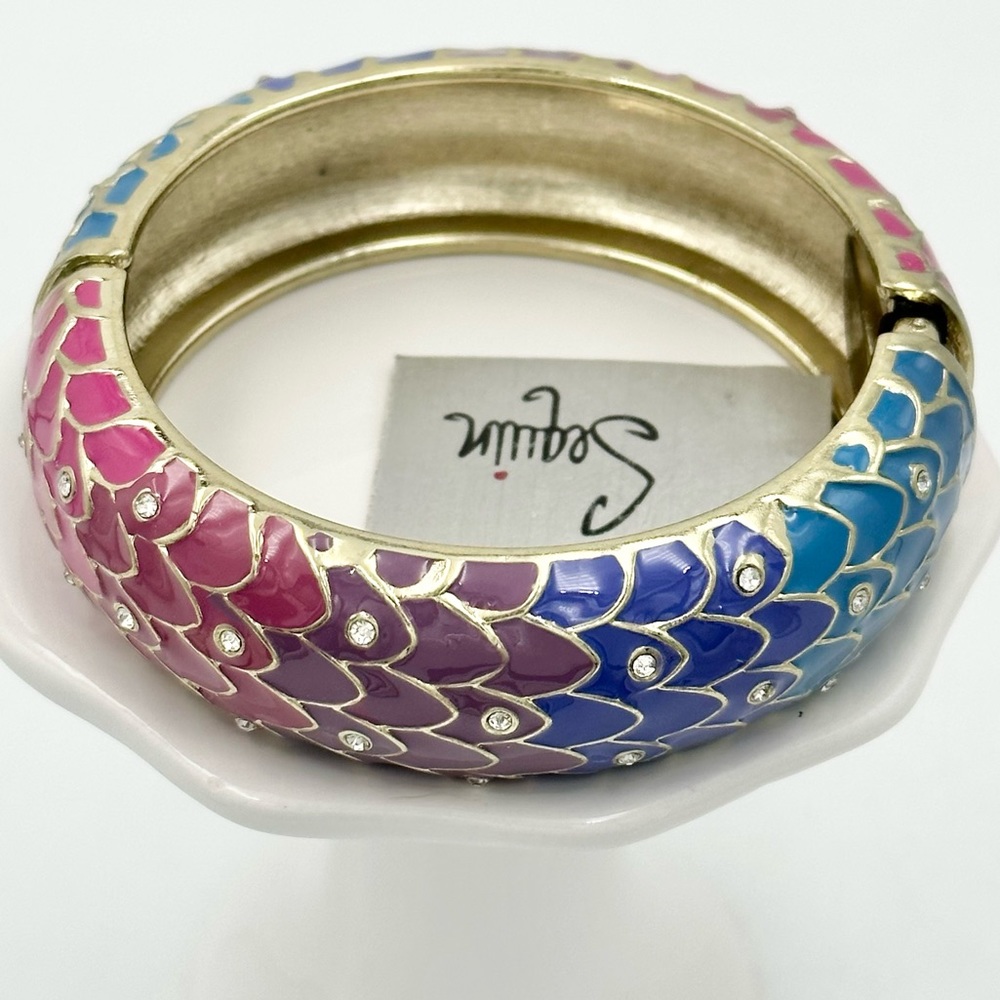 NORDSTROM Sequin Mermaid Scale Multicolor Ombré Hinged Bracelet